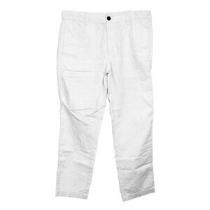 AG Adriano Goldschmied Mens Off White Linen-Blend Pants 32